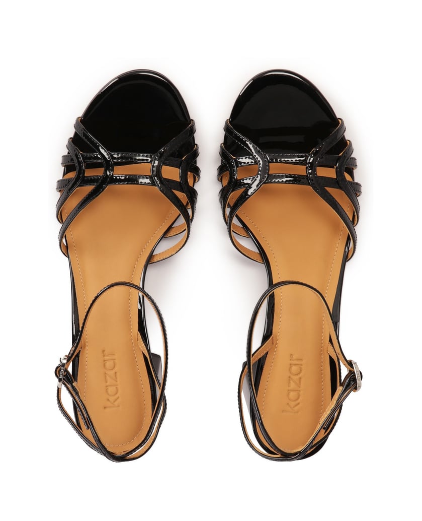 Kazar-Schwarze-Sandalen-aus-Lackleder-mit-dünnen-Riemen-schwarz