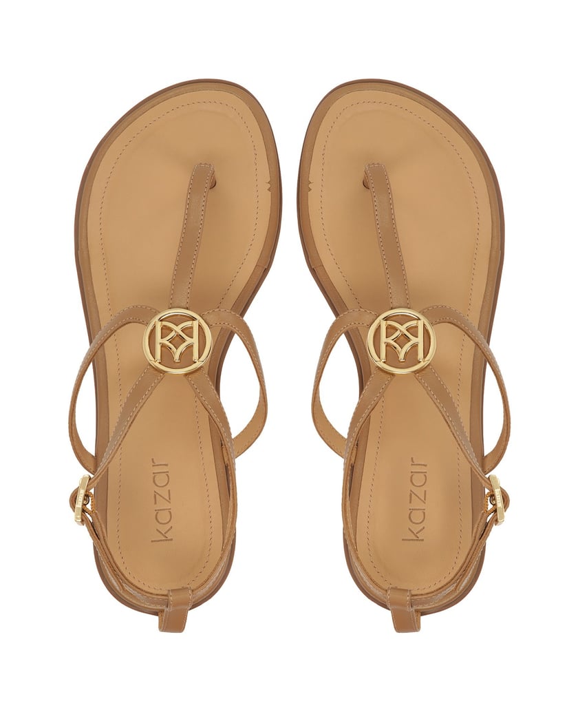 Kazar-Hellbraune-Sandalen-mit-Monogramm-camel