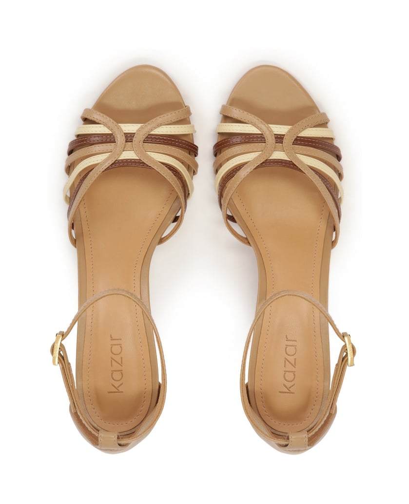 Kazar-Elegante-Ledersandalen-mit-bunten-Riemen-beige
