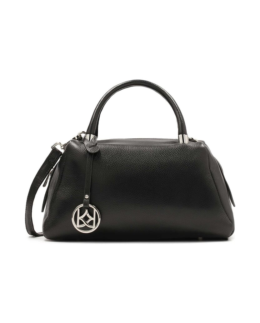 Kazar-Handtasche-aus-weichem-Leder-mit-Griffen-und-Riemen-schwarz
