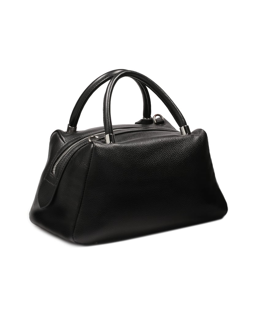 Kazar-Handtasche-aus-weichem-Leder-mit-Griffen-und-Riemen-schwarz