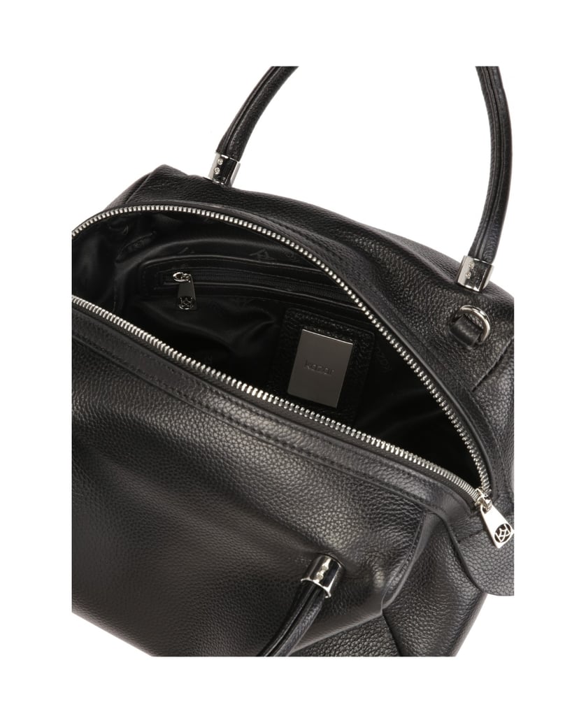 Kazar-Handtasche-aus-weichem-Leder-mit-Griffen-und-Riemen-schwarz