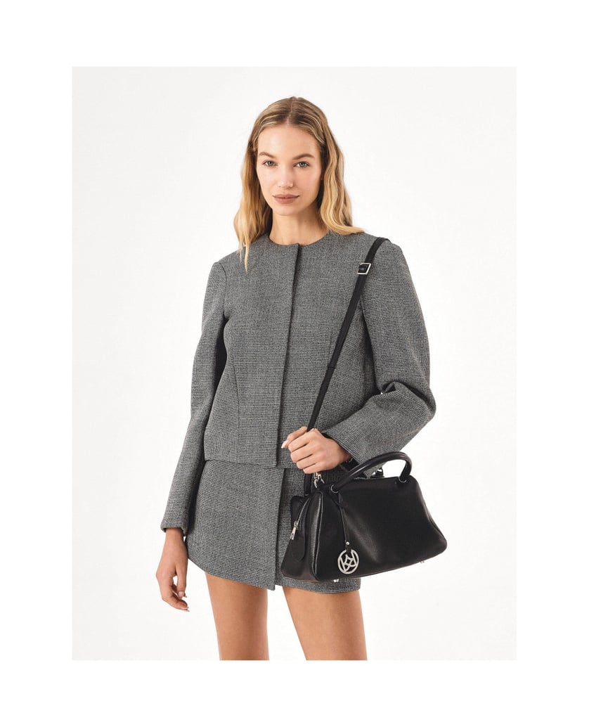 Kazar-Handtasche-aus-weichem-Leder-mit-Griffen-und-Riemen-schwarz