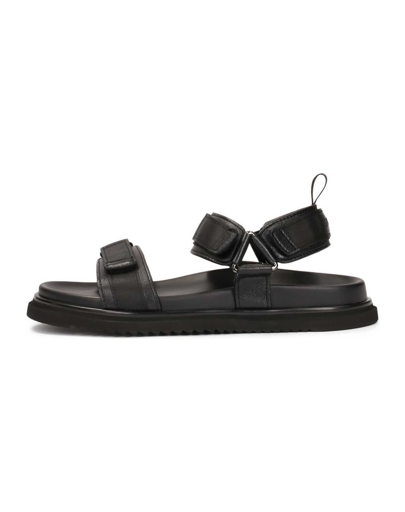 Kazar-Schwarze-Ledersandalen-mit-Klettverschlussriemen-schwarz