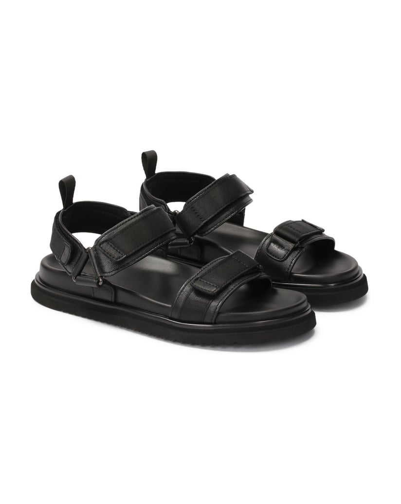 Kazar-Schwarze-Ledersandalen-mit-Klettverschlussriemen-schwarz