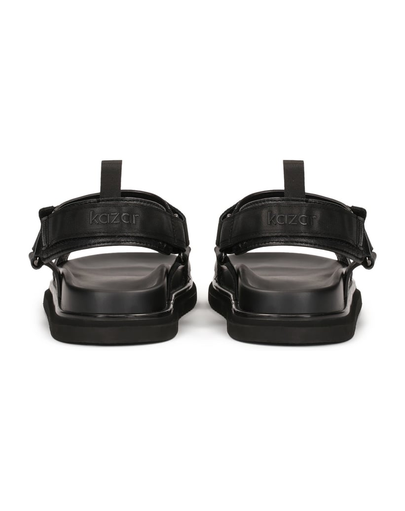 Kazar-Schwarze-Ledersandalen-mit-Klettverschlussriemen-schwarz