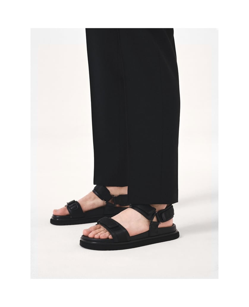 Kazar-Schwarze-Ledersandalen-mit-Klettverschlussriemen-schwarz