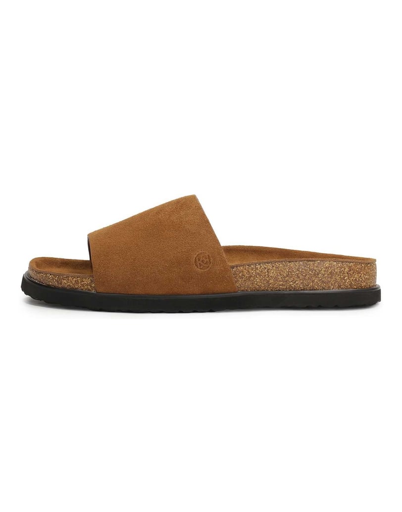 Kazar-Flip-Flops-aus-braunem-Wildleder-mit-Korksohle-braun