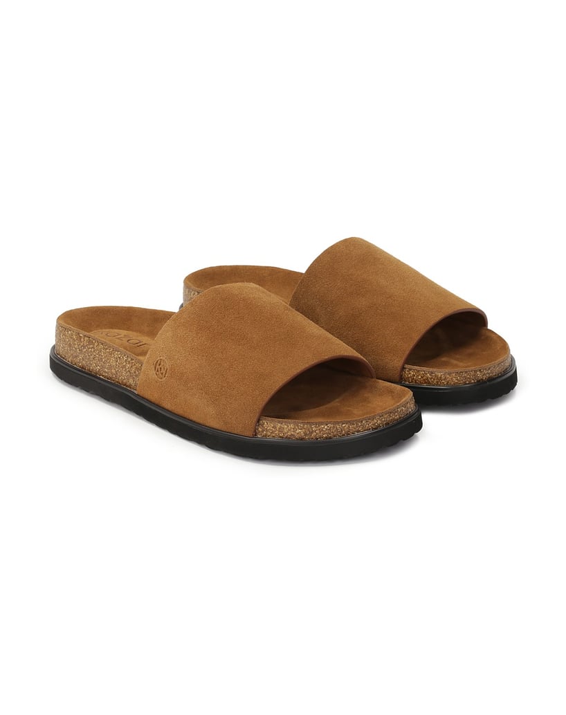 Kazar-Flip-Flops-aus-braunem-Wildleder-mit-Korksohle-braun