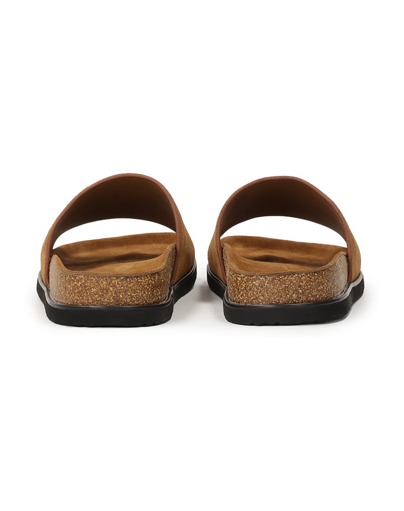Kazar-Flip-Flops-aus-braunem-Wildleder-mit-Korksohle-braun