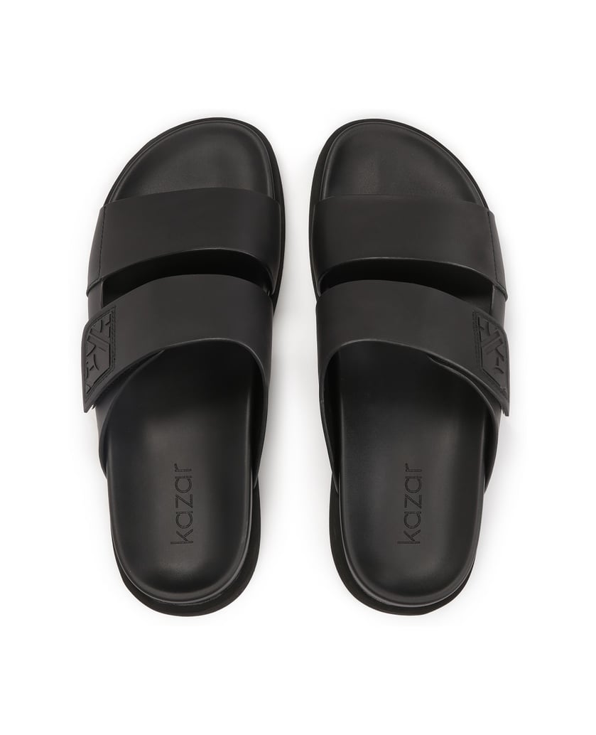 Kazar-Bequeme-schwarze-Pantoletten-mit-mattem-Finish-schwarz