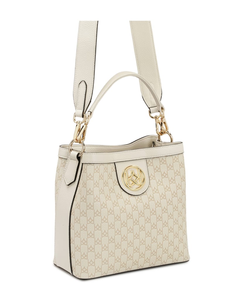 Kazar-Lederhandtasche-mit-Henkel-und-breitem-R-weiss