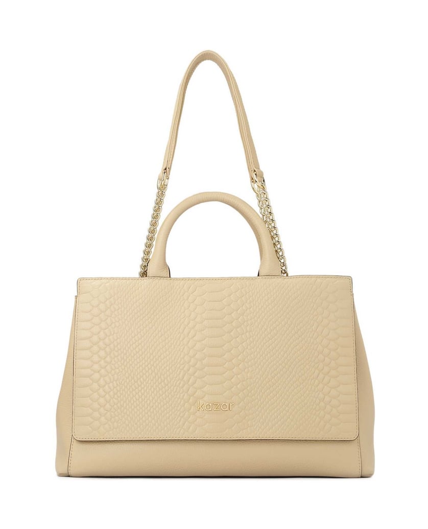Kazar-Beigefarbene-Lederhandtasche-mit-Doppelgriffen-beige