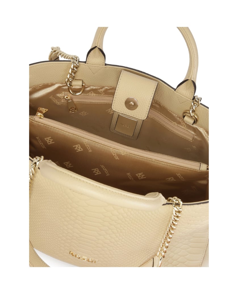 Kazar-Beigefarbene-Lederhandtasche-mit-Doppelgriffen-beige