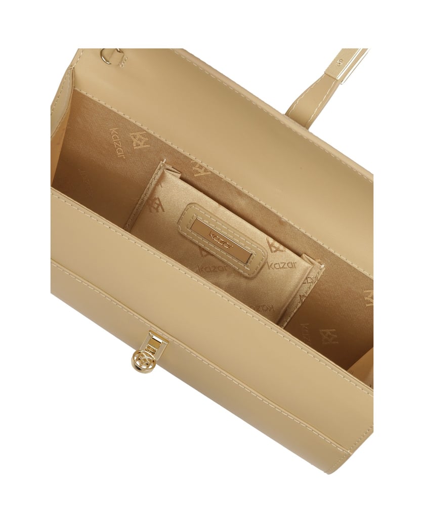 Kazar-Elegante-Clutch-Tasche-mit-monogrammiertem-Verschluss-von-KAZAR-beige
