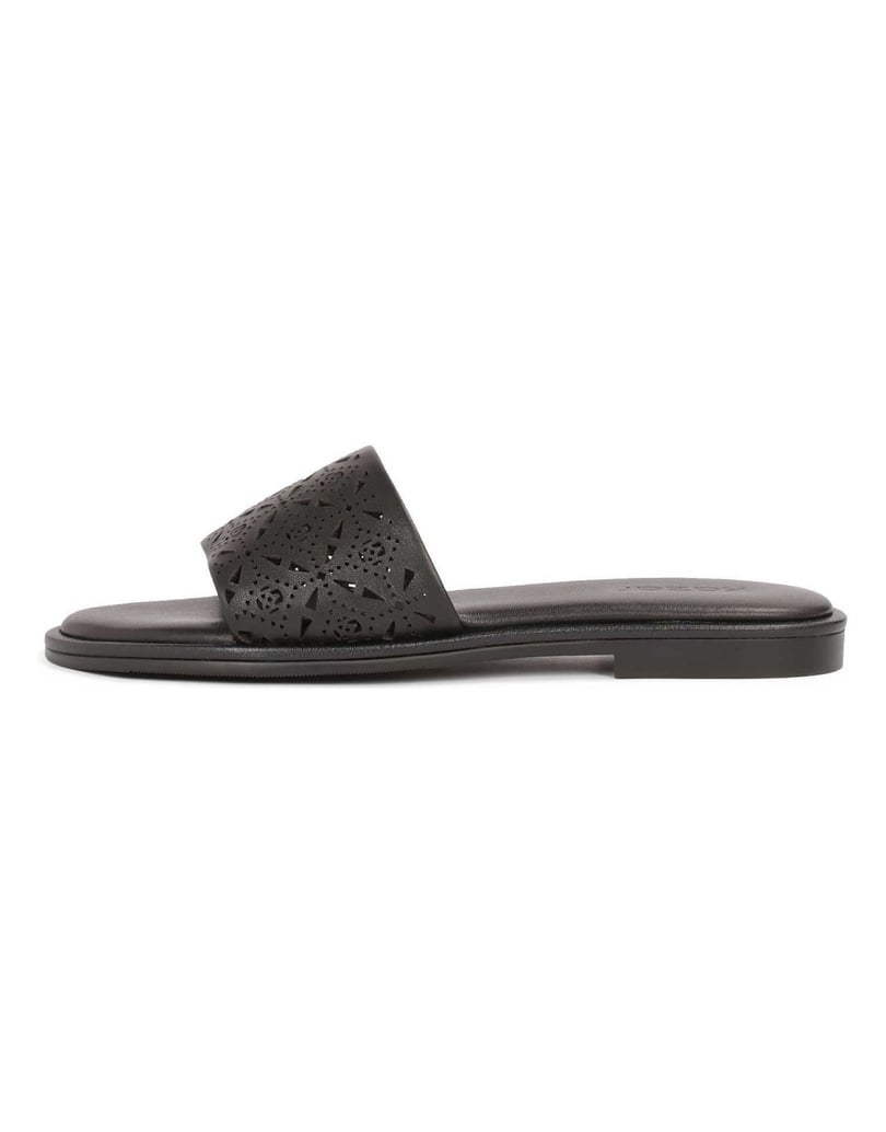 Kazar-Schwarze-Leder-Slides-mit-durchbrochener-Verzierung-schwarz