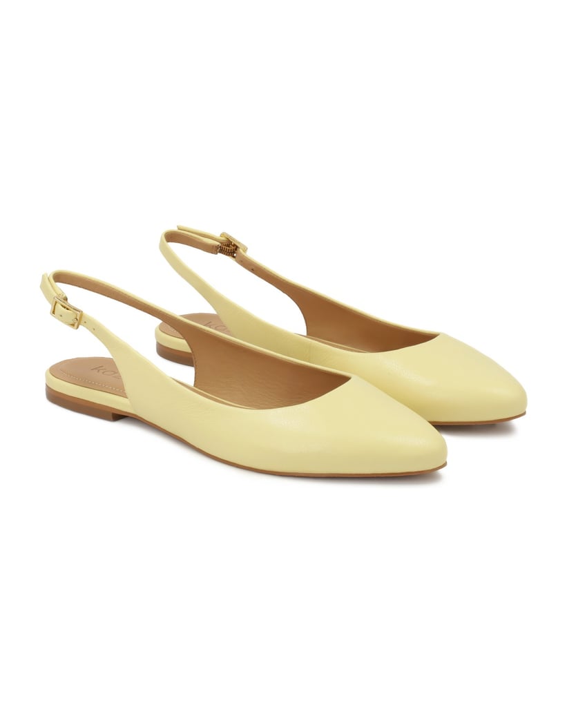 Kazar-Leuchtend-gelbe-flache-Pumps-mit-offenem-Absatz-gelb