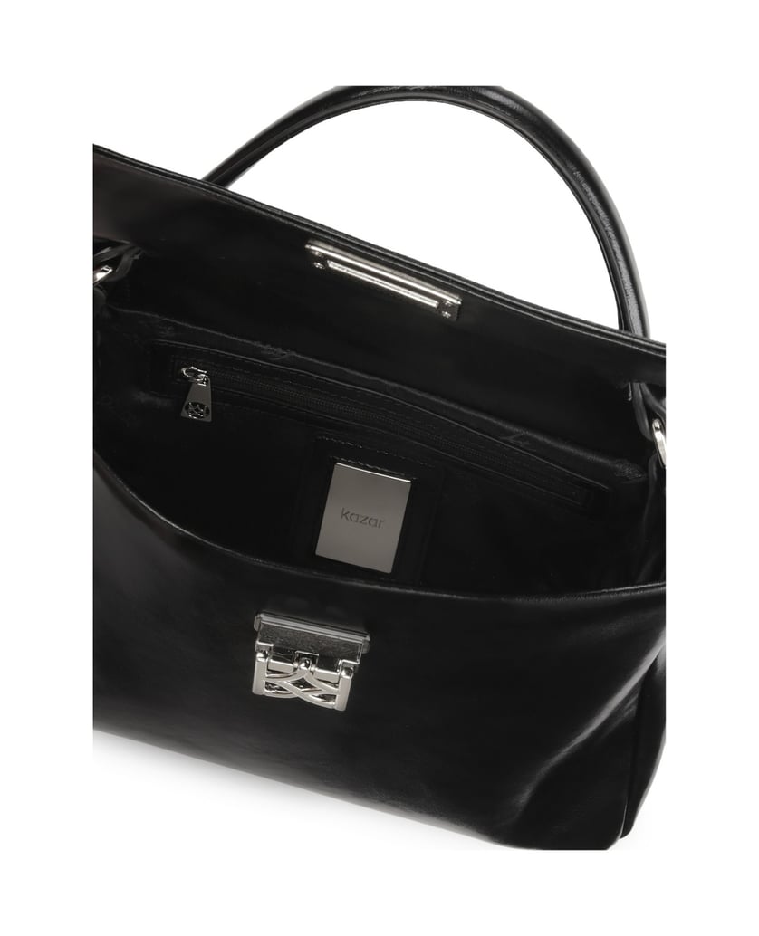Kazar-Schwarze-Lederhandtasche-mit-Henkel-und-Riemen-schwarz