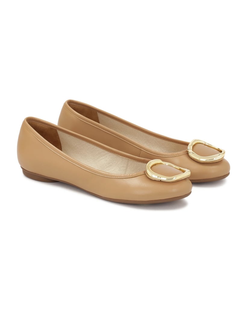Kazar-Beige-Lederballerinas-mit-Metallverzierung-beige