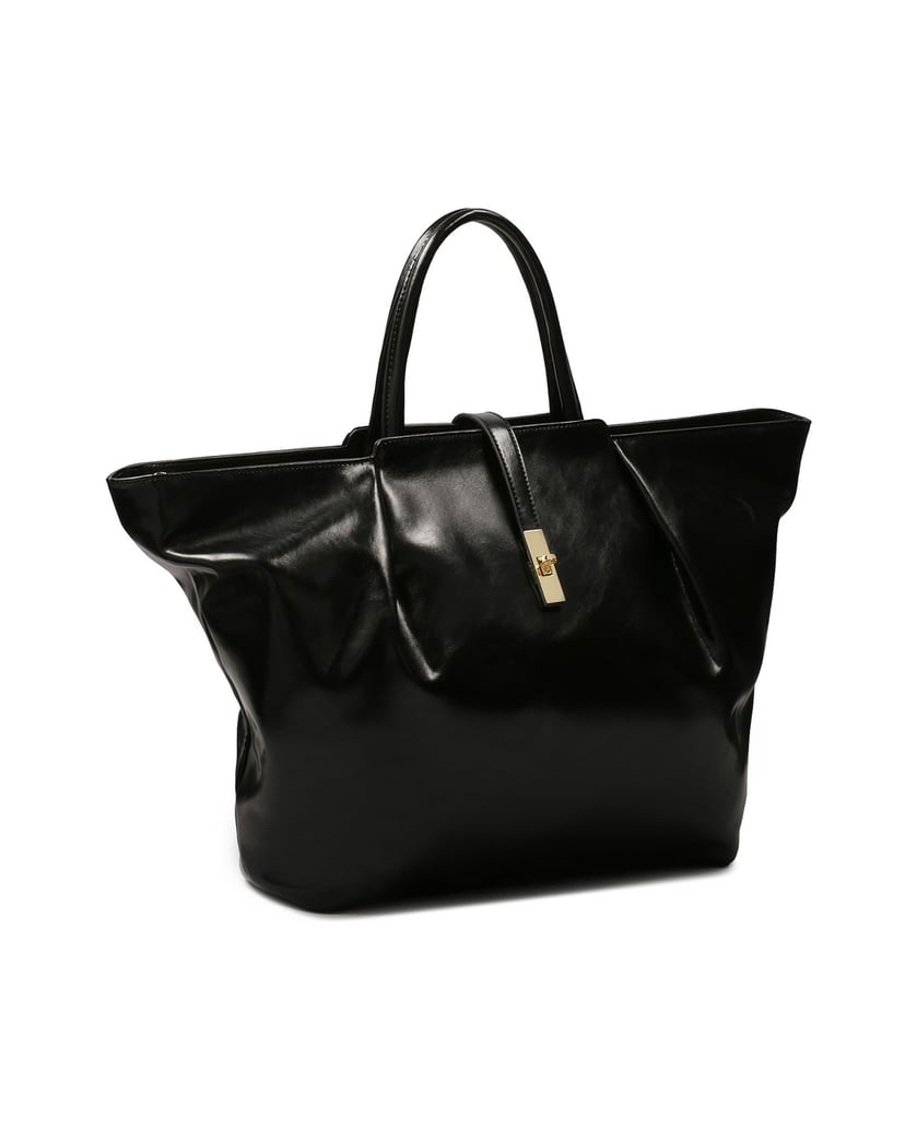 Kazar-Große-Handtasche-aus-Naturleder-mit-glänzender-Oberfläche-schwarz