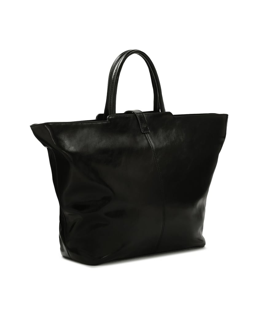 Kazar-Große-Handtasche-aus-Naturleder-mit-glänzender-Oberfläche-schwarz