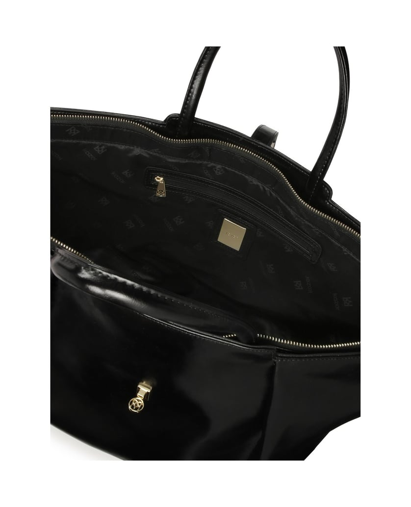 Kazar-Große-Handtasche-aus-Naturleder-mit-glänzender-Oberfläche-schwarz