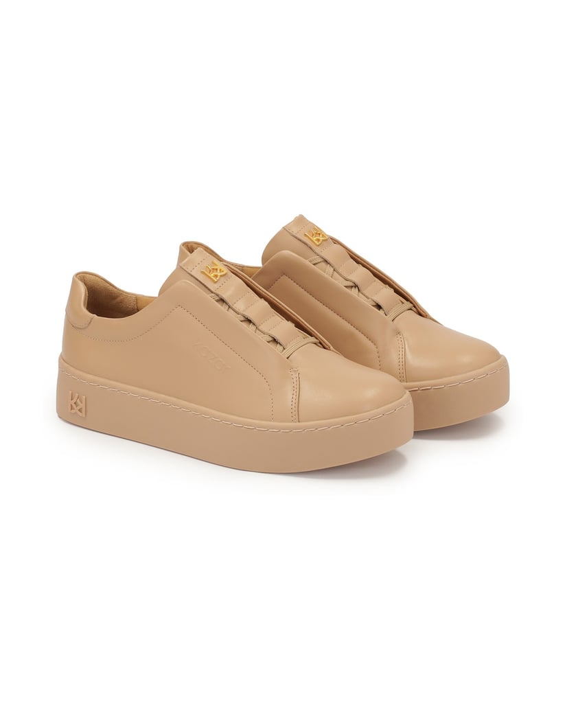 Kazar-Beigefarbene-Turnschuhe-mit-dicker-Sohle-beige