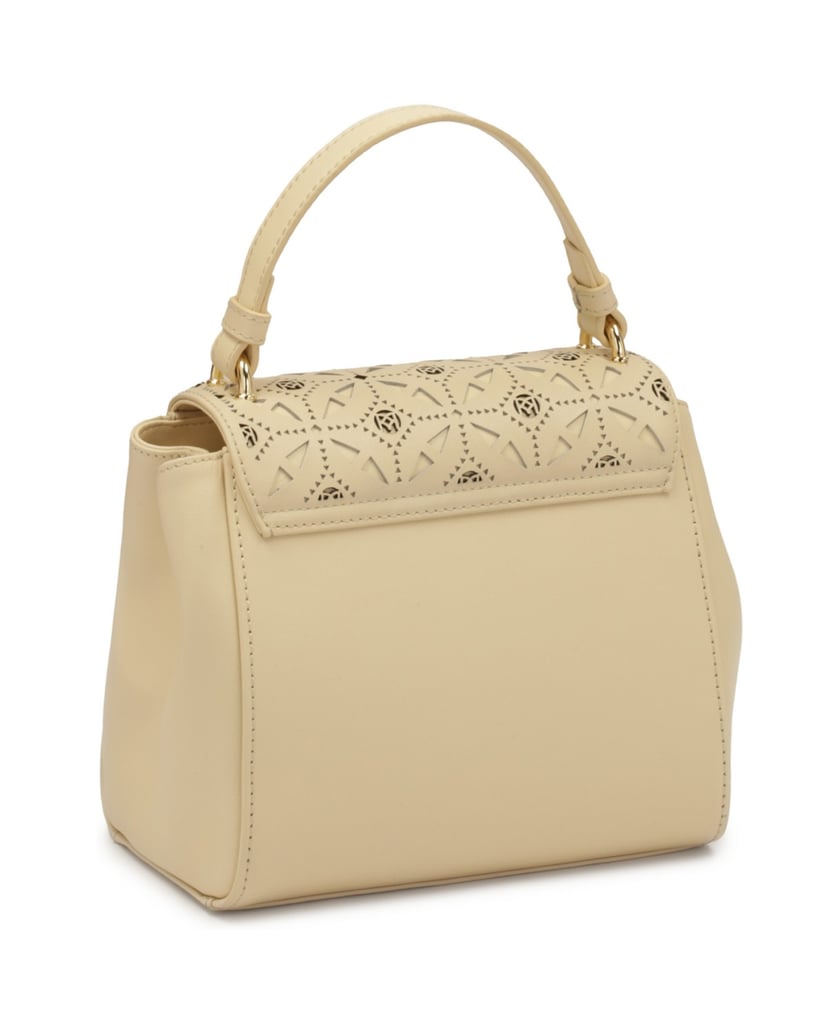 Kazar-Handtasche-mit-Klappe,-verziert-mit-durchbrochenem-Muster-weiss