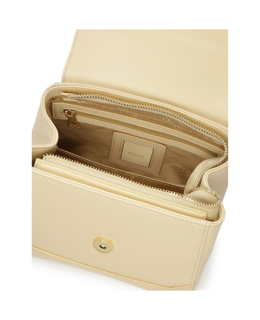Kazar-Handtasche-mit-Klappe,-verziert-mit-durchbrochenem-Muster-weiss