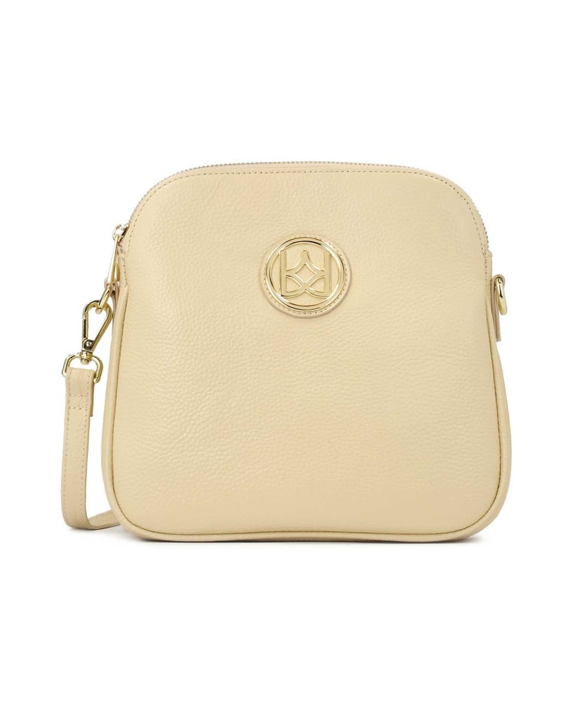 Kazar-Posttasche-aus-cremefarbenem-Leder-mit-zwei-Fächern-weiss