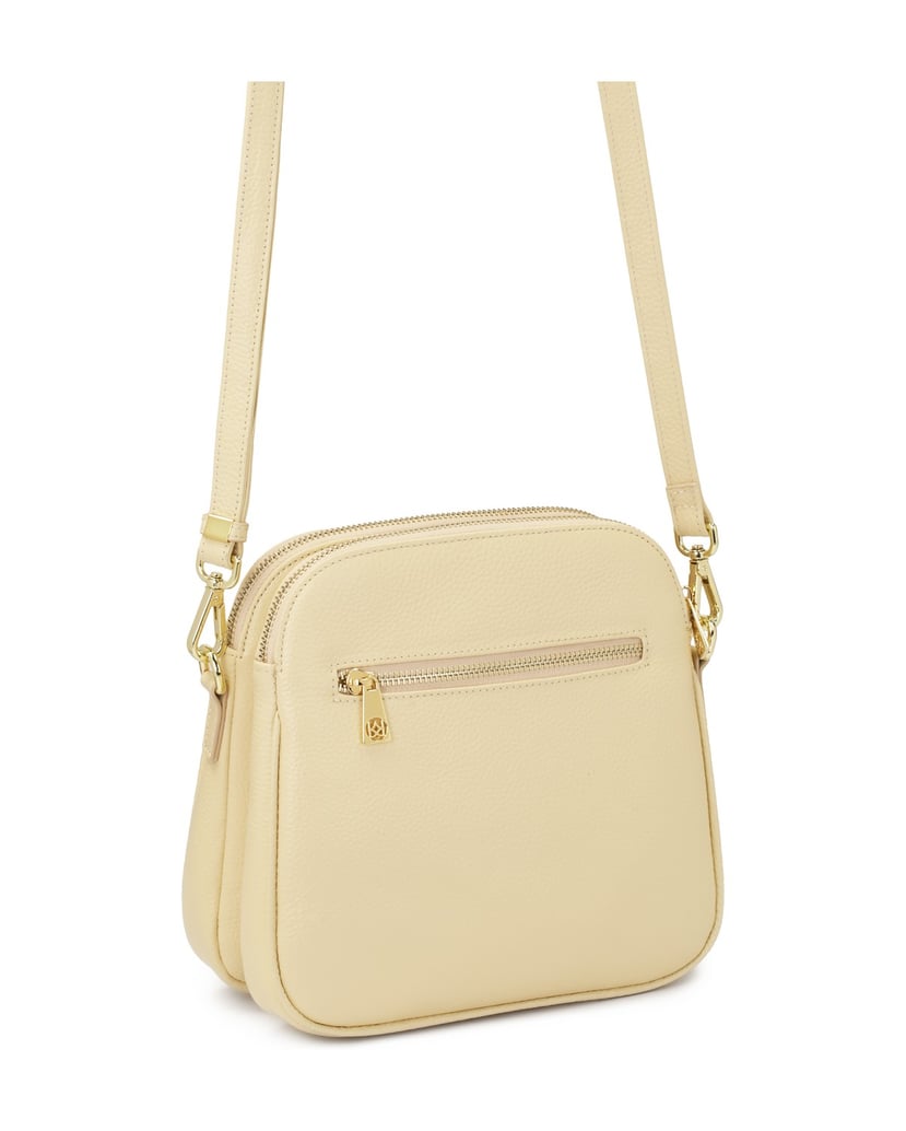 Kazar-Posttasche-aus-cremefarbenem-Leder-mit-zwei-Fächern-weiss