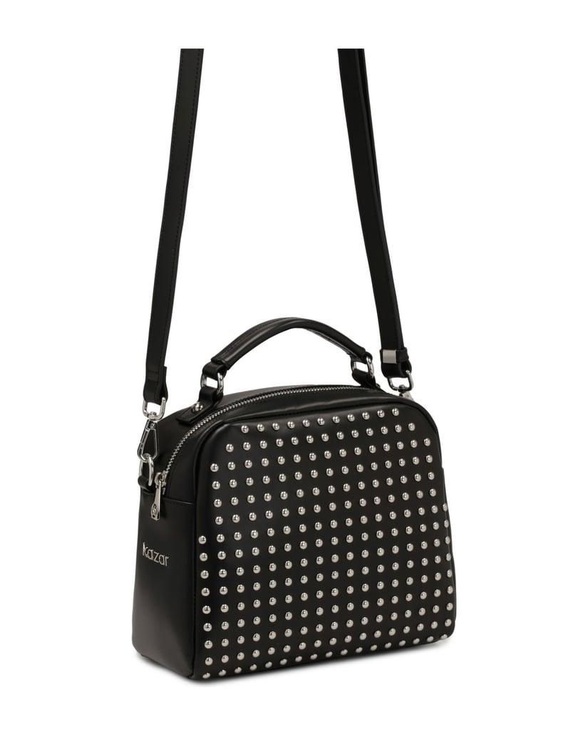 Kazar-Schwarze-Handtasche-mit-silbernen-Nieten-verziert-schwarz