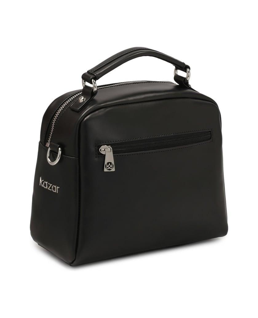 Kazar-Schwarze-Handtasche-mit-silbernen-Nieten-verziert-schwarz