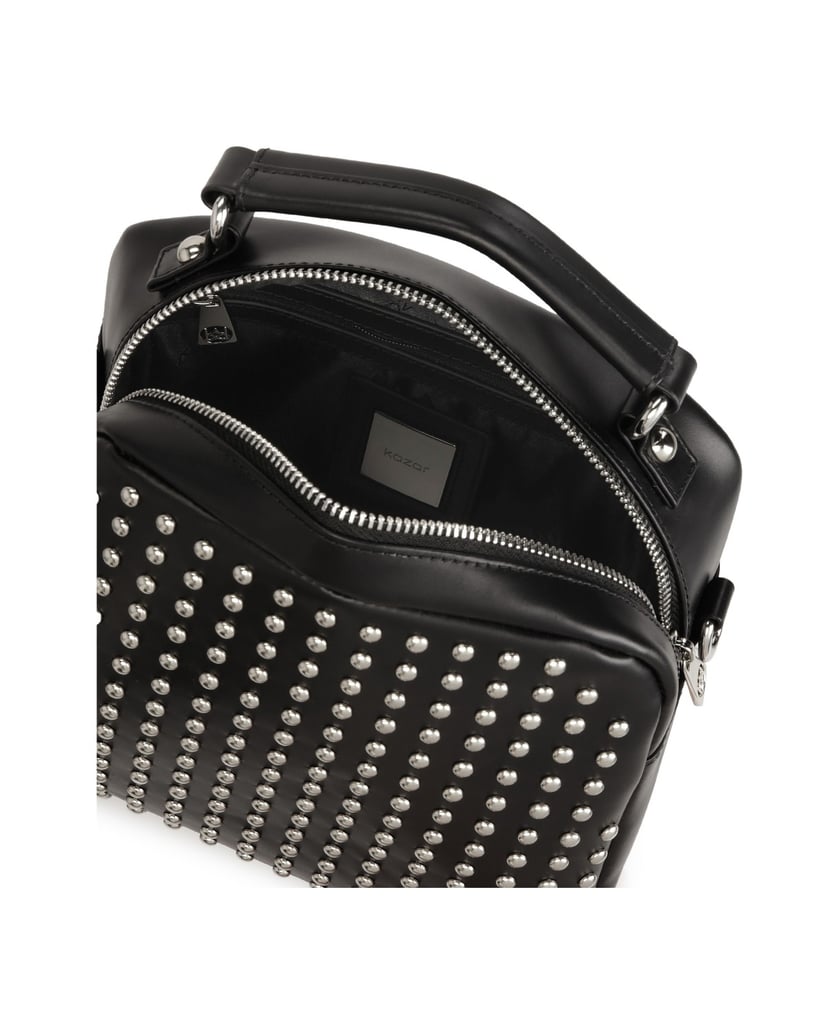 Kazar-Schwarze-Handtasche-mit-silbernen-Nieten-verziert-schwarz