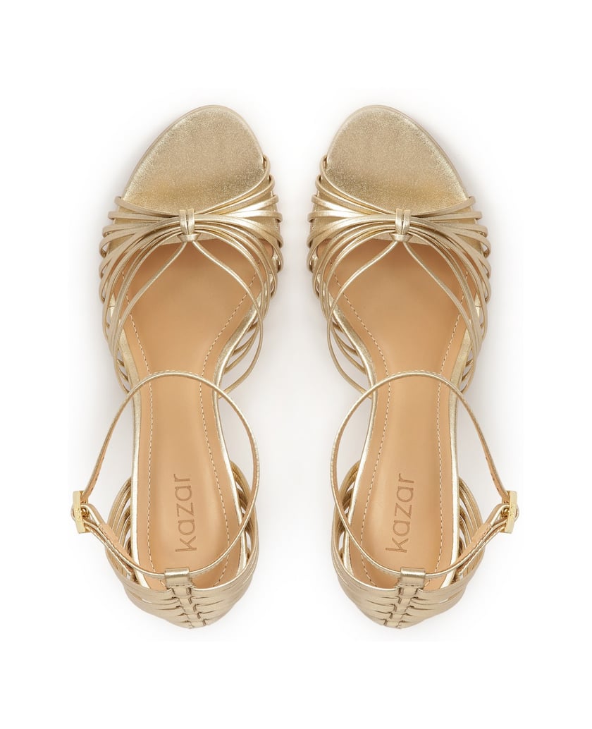 Kazar-Goldfarbene-Sandalen-mit-dünnen-Schnürchen-gold