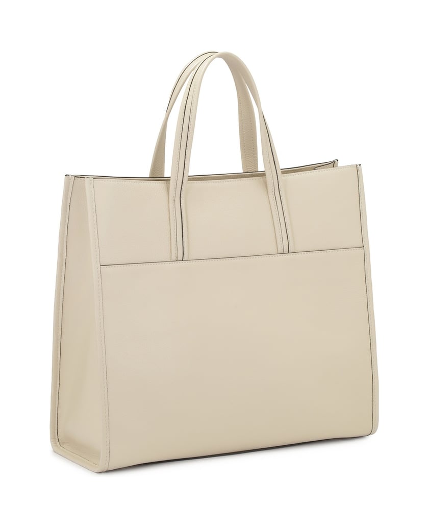 Kazar-Beigefarbene-Lederhandtasche-mit-zwei-Griffen-beige