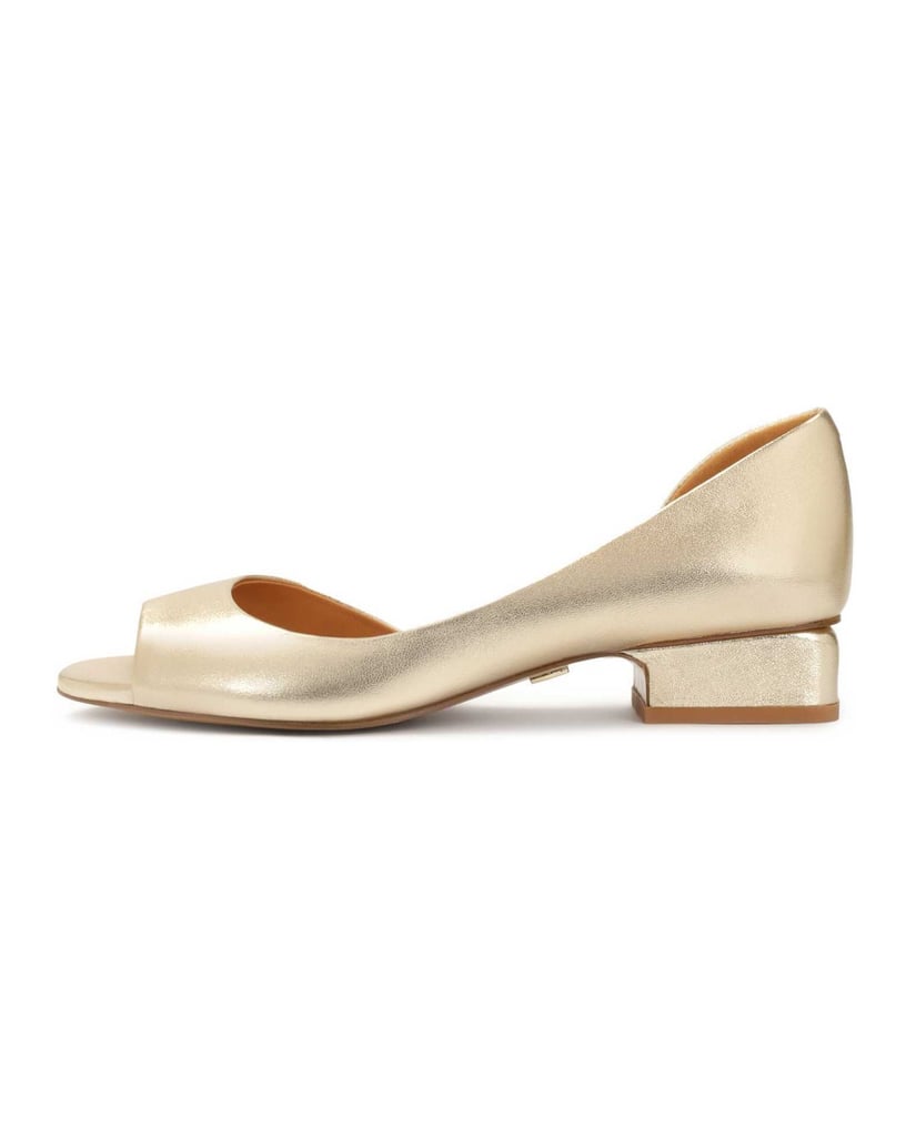 Kazar-Goldfarbene-Peep-Toe-Pumps-mit-niedrigem-Absatz-gold