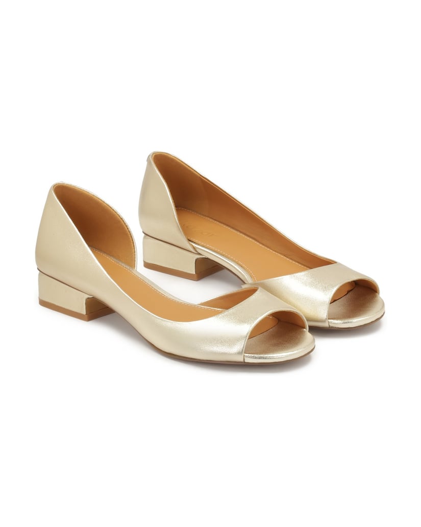 Kazar-Goldfarbene-Peep-Toe-Pumps-mit-niedrigem-Absatz-gold