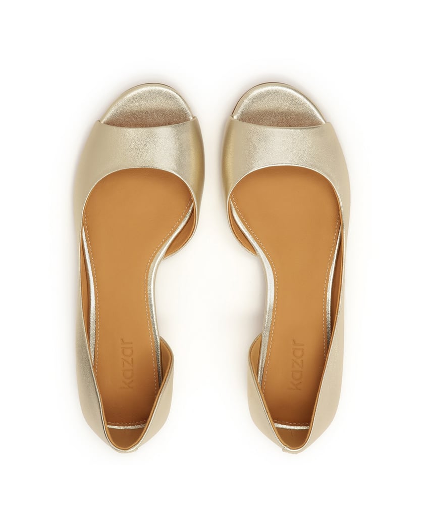 Kazar-Goldfarbene-Peep-Toe-Pumps-mit-niedrigem-Absatz-gold