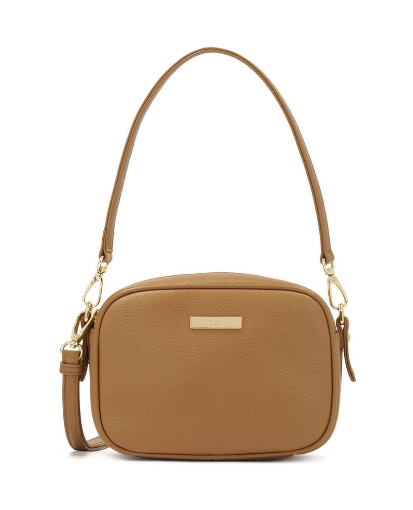 Kazar-Hellbraune-klassische-Handtasche-mit-Riemen-camel