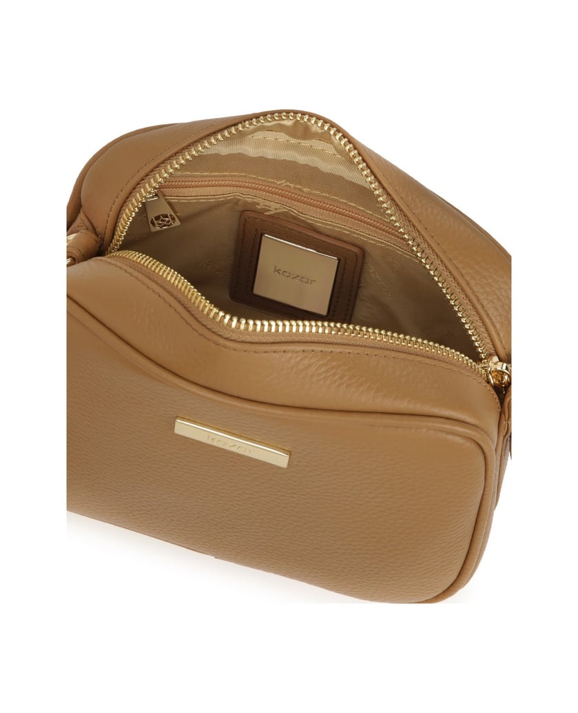 Kazar-Hellbraune-klassische-Handtasche-mit-Riemen-camel