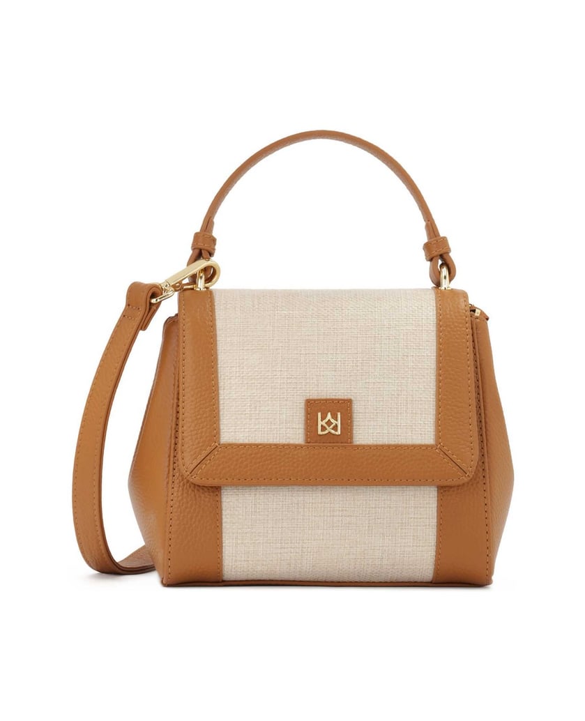 Kazar-Zweifarbige-Handtasche-aus-kombinierten-Materialien-camel