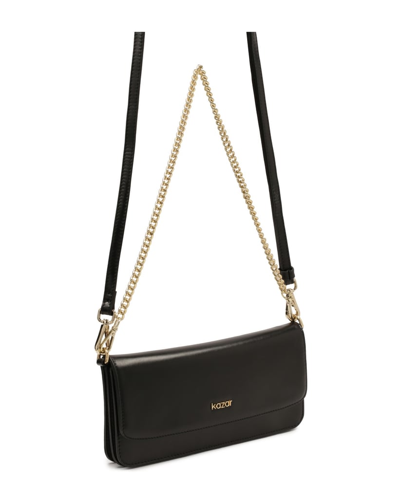 Kazar-Längliche-flache-Handtasche-mit-Klappe-schwarz