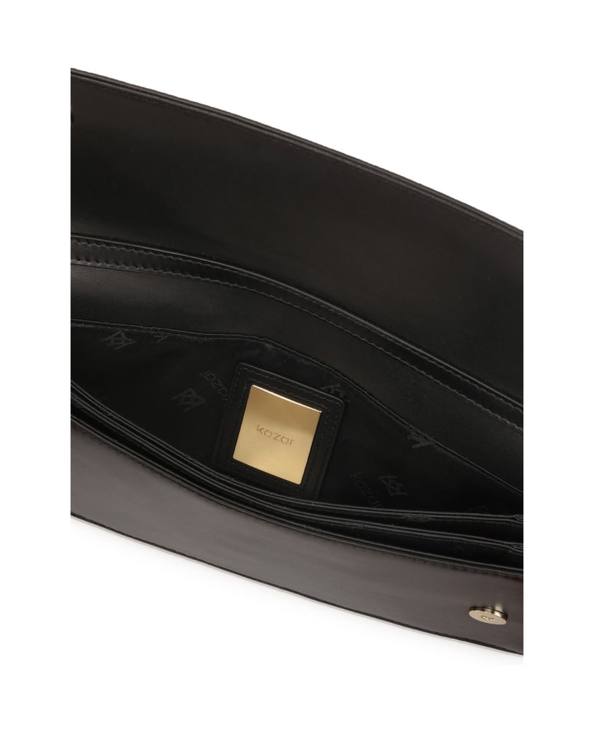 Kazar-Längliche-flache-Handtasche-mit-Klappe-schwarz