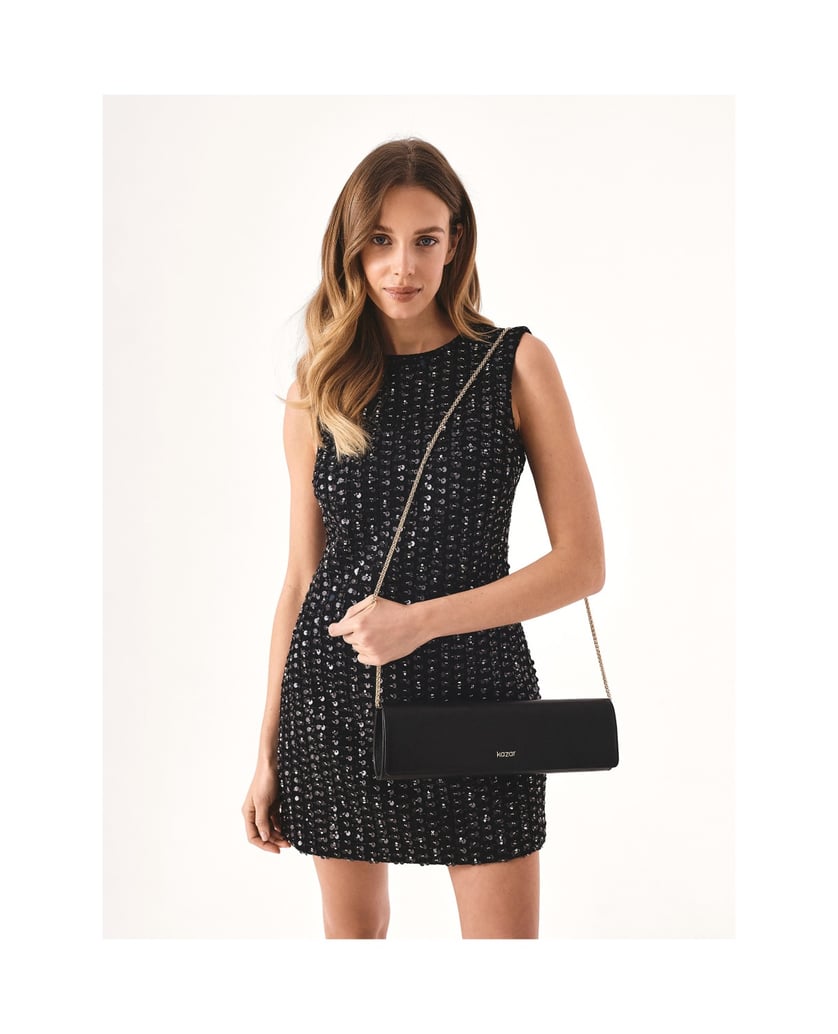 Kazar-Elegante-schwarze-Clutch-Tasche-mit-länglicher-Form-schwarz