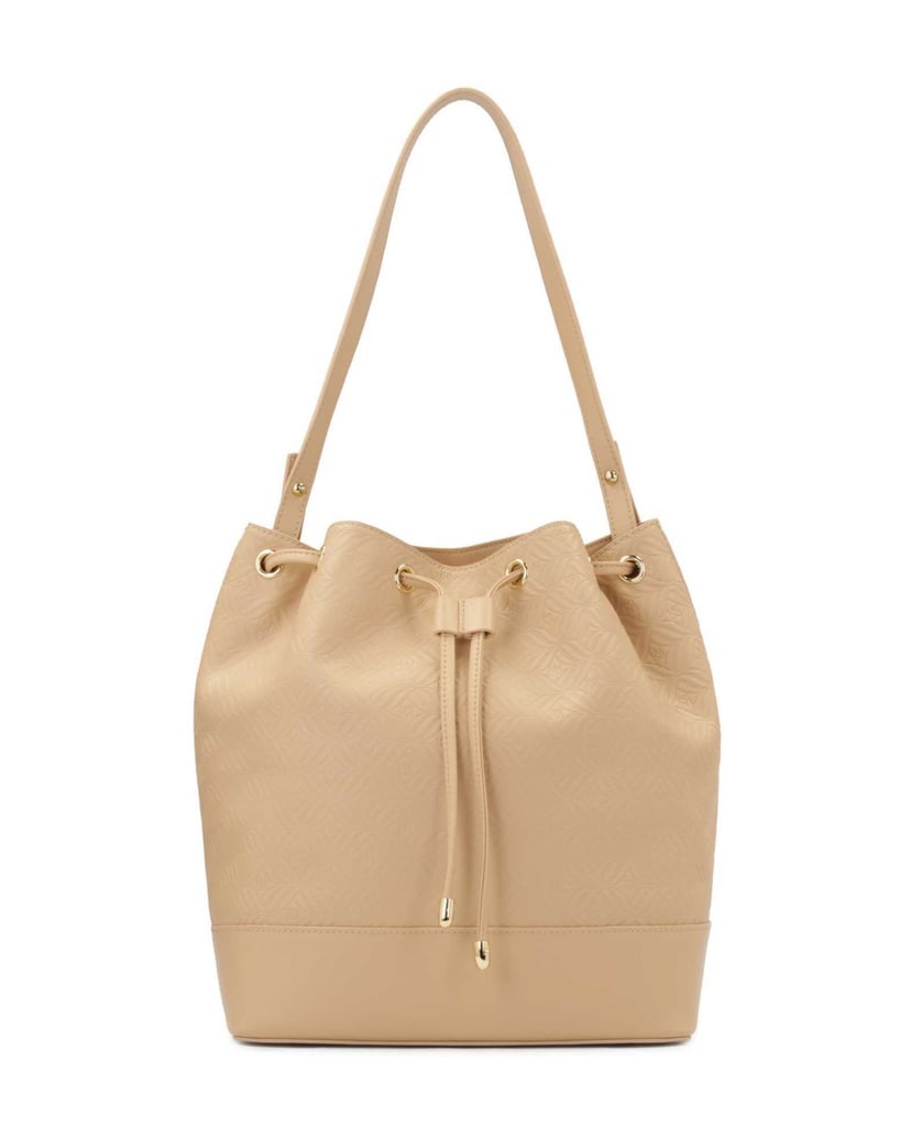 Kazar-Beuteltasche-aus-Leder-mit-einem-einzigartigen-Muster-beige