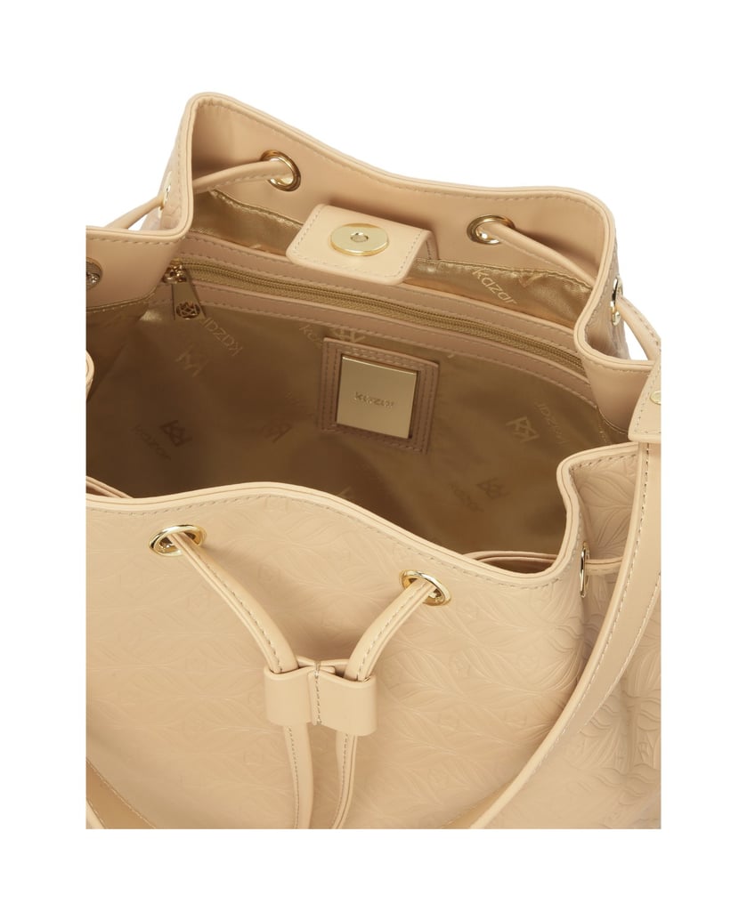 Kazar-Beuteltasche-aus-Leder-mit-einem-einzigartigen-Muster-beige