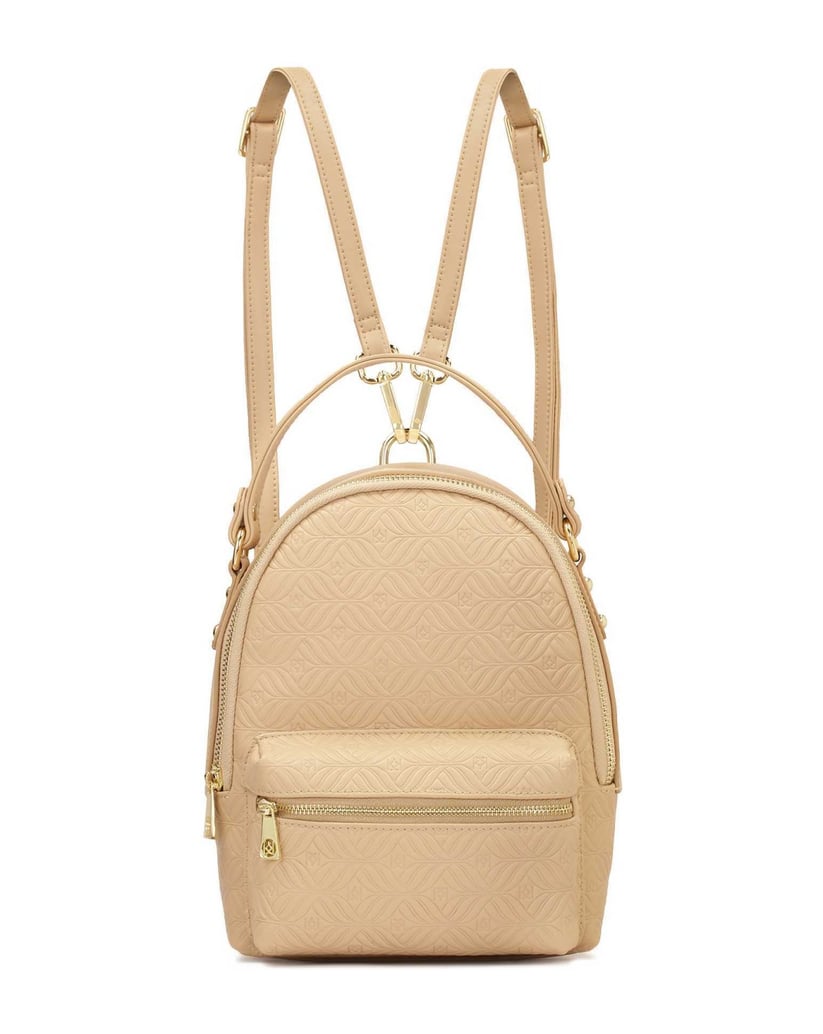 Kazar-Beigefarbener-Rucksack-mit-einzigartigem-geprägtem-Muster-beige