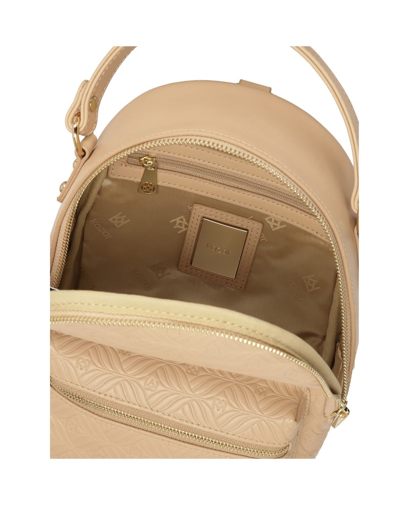 Kazar-Beigefarbener-Rucksack-mit-einzigartigem-geprägtem-Muster-beige