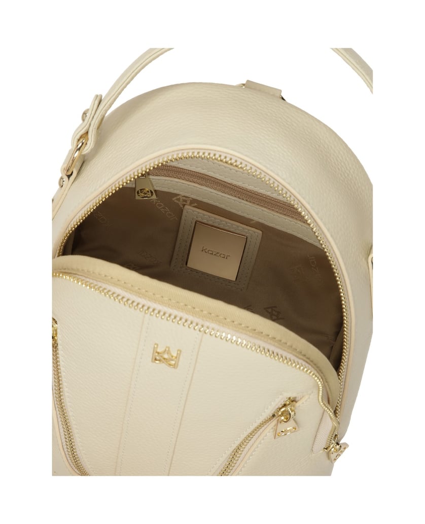 Kazar-Rucksack-aus-Leder-in-cremefarbener-Farbe-weiss